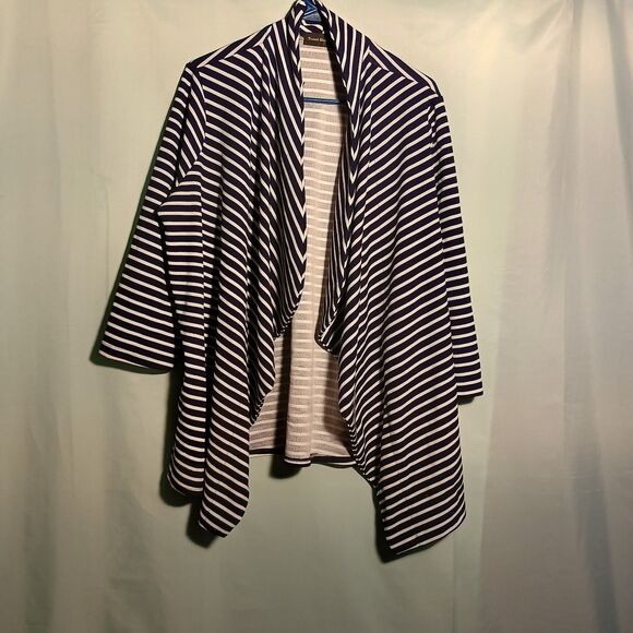 Travel Elements Navy White Striped Open Front Cardigan – Lightweight - Picture 1 of 5